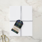 Tartan Merry Christmas Blue Gold Lijst ID1141B Cadeaulabel (Met Touw)