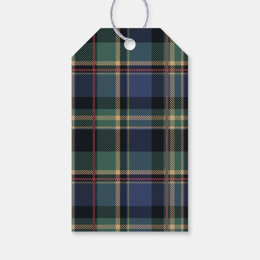 Tartan Merry Christmas Blue Gold Lijst ID1141B Cadeaulabel (Achterkant)
