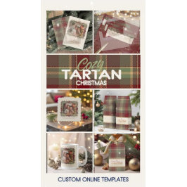 Tartan Merry Christmas Gold Frame ID1141A Theedoek