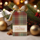 Tartan Merry Christmas Gold Lijst ID1141A Cadeaulabel