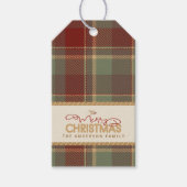 Tartan Merry Christmas Gold Lijst ID1141A Cadeaulabel (Voorkant)