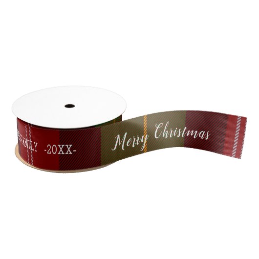 Tartan Merry kerst Grosgrain Lint (Spoel)