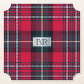 Tartan met (of zonder) uw Initialen Kartonnen Onderzetters (Voorkant)