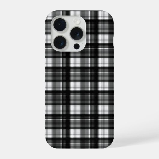 Tartan met zwart-wit dambordpatroon, iPhone hoesje (Achterkant)