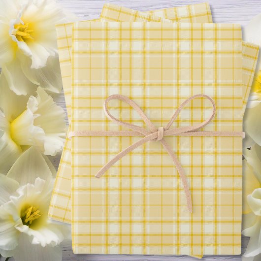 Tartan - Middelgeel tot donkergeel Inpakpapier Vel