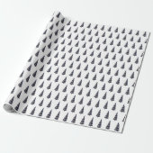 Tartan Mode Kerstboom Patroon Blauw Cadeaupapier (Uitgerold)