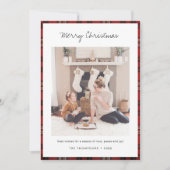 Tartan Motif Kerst Vakantie Fotokaart Sjabloon (Voorkant)