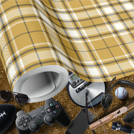 Tartan - Mustard Gold Ivory en Graphite Cadeaupapier