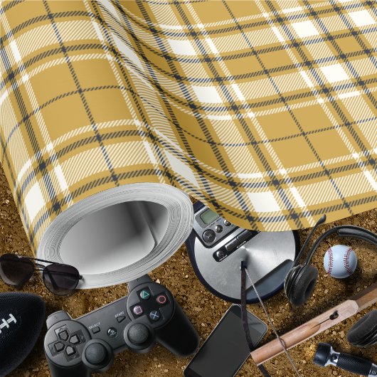 Tartan - Mustard Gold Ivory en Graphite Cadeaupapier