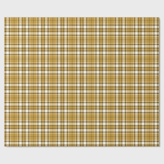 Tartan - Mustard Gold Ivory en Graphite Cadeaupapier (Vlak)