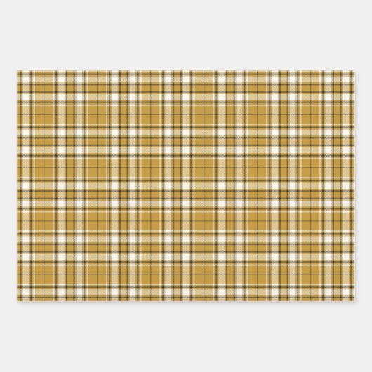 Tartan - Mustard Gold Ivory en Graphite Inpakpapier Vel (Voorkant 2)