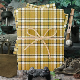 Tartan - Mustard Gold Ivory en Graphite Inpakpapier Vel