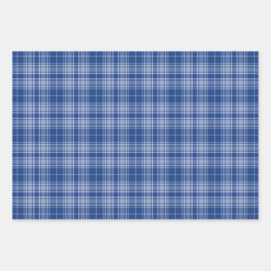 Tartan - Navy blauw naar licht en medium blauw Inpakpapier Vel (Voorkant 3)