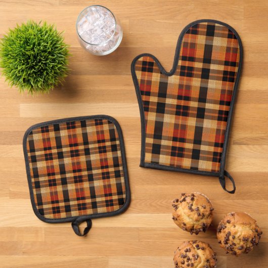 tartan ovenwant & pannenlap set (Top down)