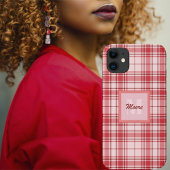 Tartan - Pastel Roze met Cerise en Maroon Rood Case-Mate iPhone Case