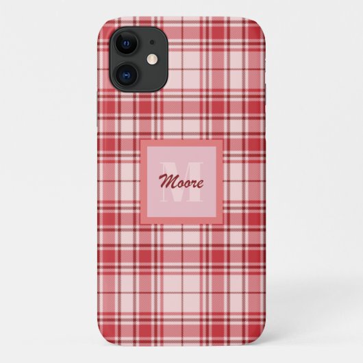 Tartan - Pastel Roze met Cerise en Maroon Rood Case-Mate iPhone Case (Achterkant)