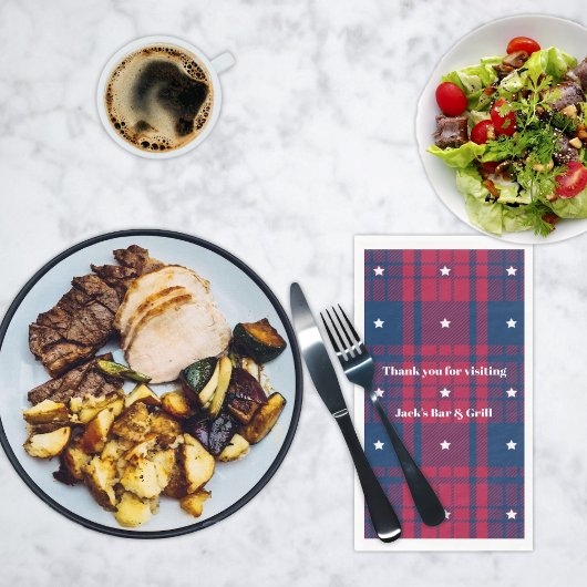 Tartan - Patriottisch - Red Blue White Stars Napki Servet