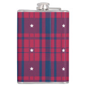 Tartan - Patriottisch - Rode Blauwe Stars Vinyl Heupfles (Achterkant)