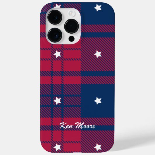 Tartan - Patriottisch - Rode Blauwe Witte Stars Case-Mate iPhone Case (Achterkant)