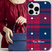 Tartan - Patriottisch - Rode Blauwe Witte Stars Case-Mate iPhone Case