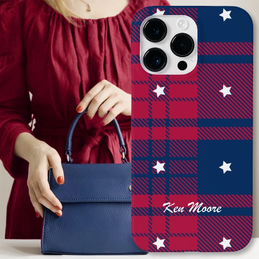 Tartan - Patriottisch - Rode Blauwe Witte Stars Case-Mate iPhone Case