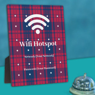 Tartan - Patriottisch - Rode Blauwe Witte Stars Fotoplaat