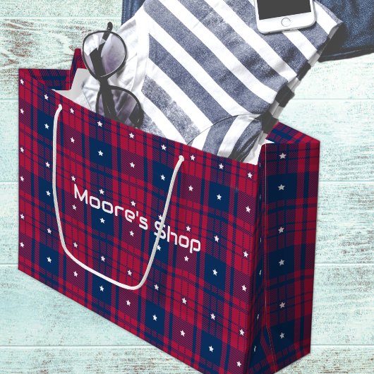 Tartan - Patriottisch - Rode Blauwe Witte Stars Groot Cadeauzakje