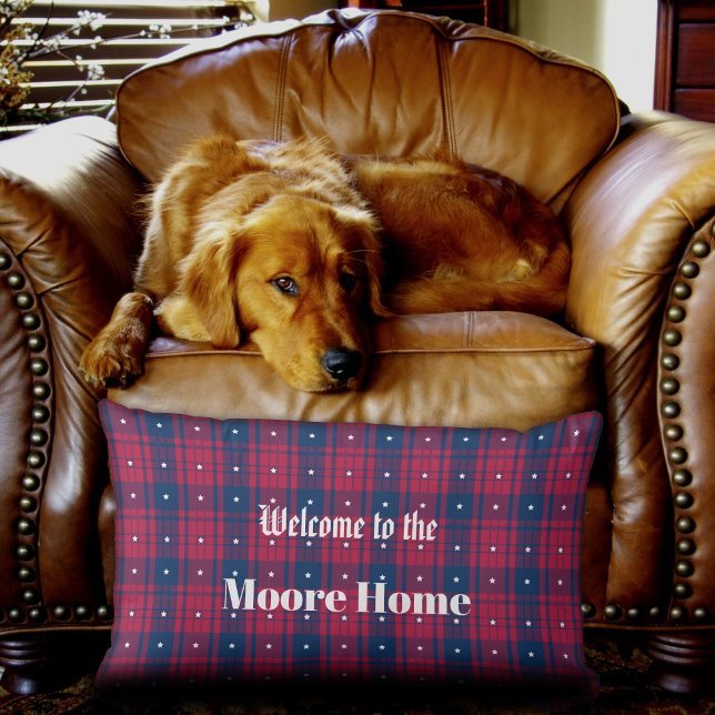 Tartan - Patriottisch - Rode Blauwe Witte Stars Kussen (Creator heeft geüpload)