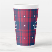 Tartan - Patriottisch - Rode Blauwe Witte Stars Latte Mok (Voorkant)