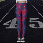 Tartan - Patriottisch - Rode Blauwe Witte Stars Leggings<br><div class="desc">Tartan in oude rode,  oude roofblauwe en witte sterren. Kan voor bijna elke keer geschenk zijn. Andere beschikbare kleurwegen. U hebt de optie om het ontwerphulpmiddel te gebruiken om tekst toe te voegen als u wenst.</div>