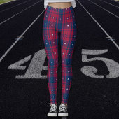 Tartan - Patriottisch - Rode Blauwe Witte Stars Leggings