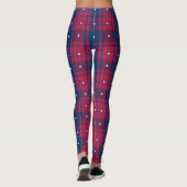 Tartan - Patriottisch - Rode Blauwe Witte Stars Leggings (Achterkant)