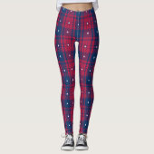 Tartan - Patriottisch - Rode Blauwe Witte Stars Leggings (Voorkant)