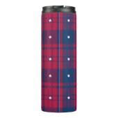 Tartan - Patriottisch - Rode Blauwe Witte Stars Thermosbeker (Achterkant)