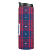 Tartan - Patriottisch - Rode Blauwe Witte Stars Thermosbeker (Geroteerd rechts)