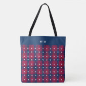 Tartan - Patriottisch - Rode Blauwe Witte Stars Tote Bag (Voorkant)