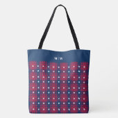 Tartan - Patriottisch - Rode Blauwe Witte Stars Tote Bag (Achterkant)