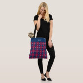 Tartan - Patriottisch - Rode Blauwe Witte Stars Tote Bag (Op model)