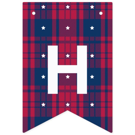 Tartan - Patriottisch - Rode Blauwe Witte Stars Vlaggetjes (Eerste vlag)