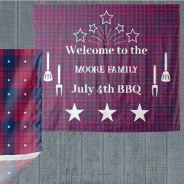 Tartan - Patriottisch - Rode Blauwe Witte Stars Wandkleed