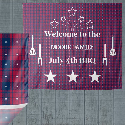 Tartan - Patriottisch - Rode Blauwe Witte Stars Wandkleed