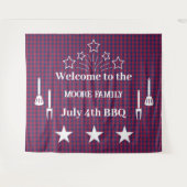 Tartan - Patriottisch - Rode Blauwe Witte Stars Wandkleed (Voorkant (horizontaal))