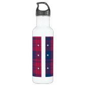 Tartan - Patriottisch - Rode Blauwe Witte Stars Waterfles (Achterkant)