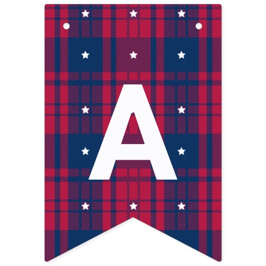 Tartan - Patriottisch - Rode Blauwe Witte Sterren Vlaggetjes (Tweede vlag)