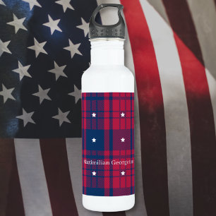 Tartan - Patriottisch - Rood Blauw Wit Sterren Waterfles
