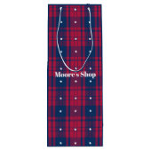 Tartan - Patriottisch - Rood Blauw Witte Sterren Wijn Cadeautas (Achterkant)