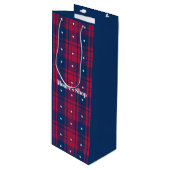 Tartan - Patriottisch - Rood Blauw Witte Sterren Wijn Cadeautas (Voorkant Gekanteld)