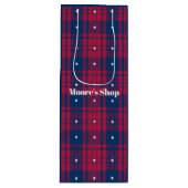 Tartan - Patriottisch - Rood Blauw Witte Sterren Wijn Cadeautas (Voorkant)
