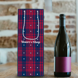 Tartan - Patriottisch - Rood Blauw Witte Sterren Wijn Cadeautas