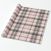 Tartan Patroon10 Roze en grijze ID210 Cadeaupapier (Uitgerold)